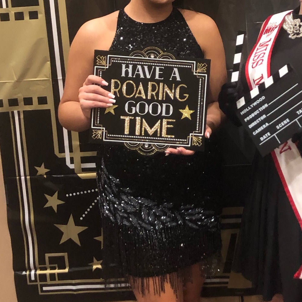 Beaded fringe homecoming dress